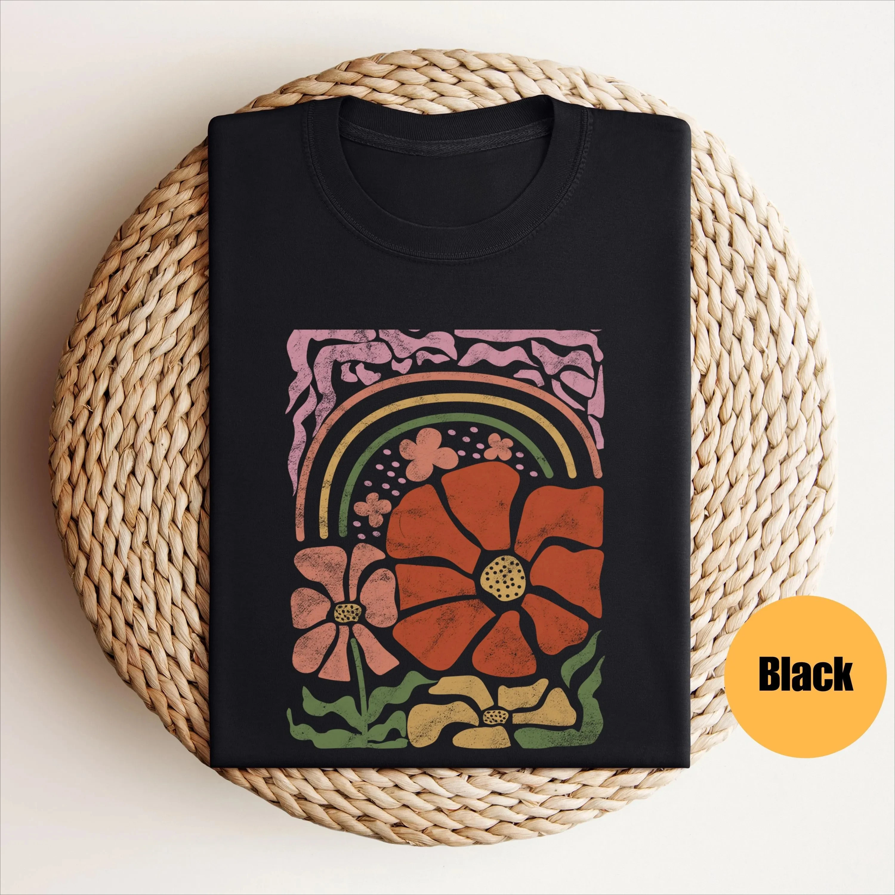 Women's Plus Size Boho Wildflowers Cottagecore T-shirt Cotton Breathable Fashionable and Versatile Unisex Streetwear Oversized