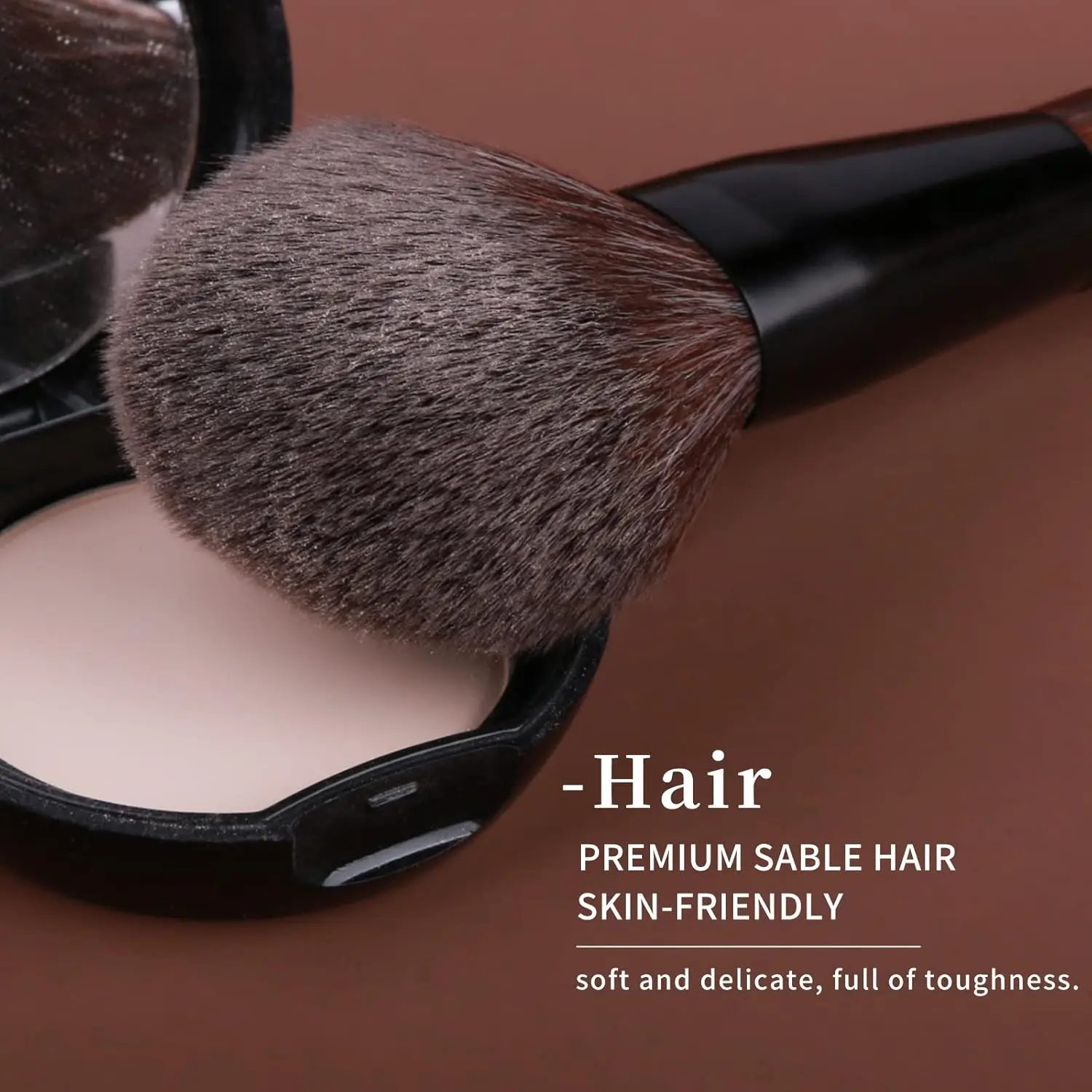 مجموعة فرش مكياج احترافية للشعر الطبيعي مع مقبض من الخيزران وحقيبة سفر، شعيرات ناعمة قابلة للسمور للبشرة الحساسة