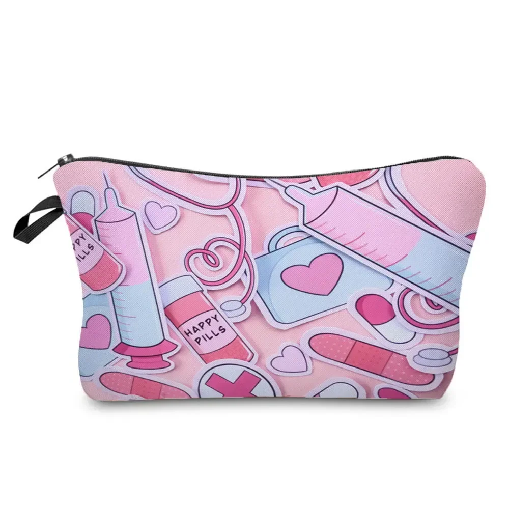 Imagem -04 - Linda Bolsa Estampada Floral para Enfermeiras Troca de Cartão Fone de Ouvido Suporte de Papelaria Bolsa Cosmética à Prova Dágua Bolsa de Viagem ao ar Livre