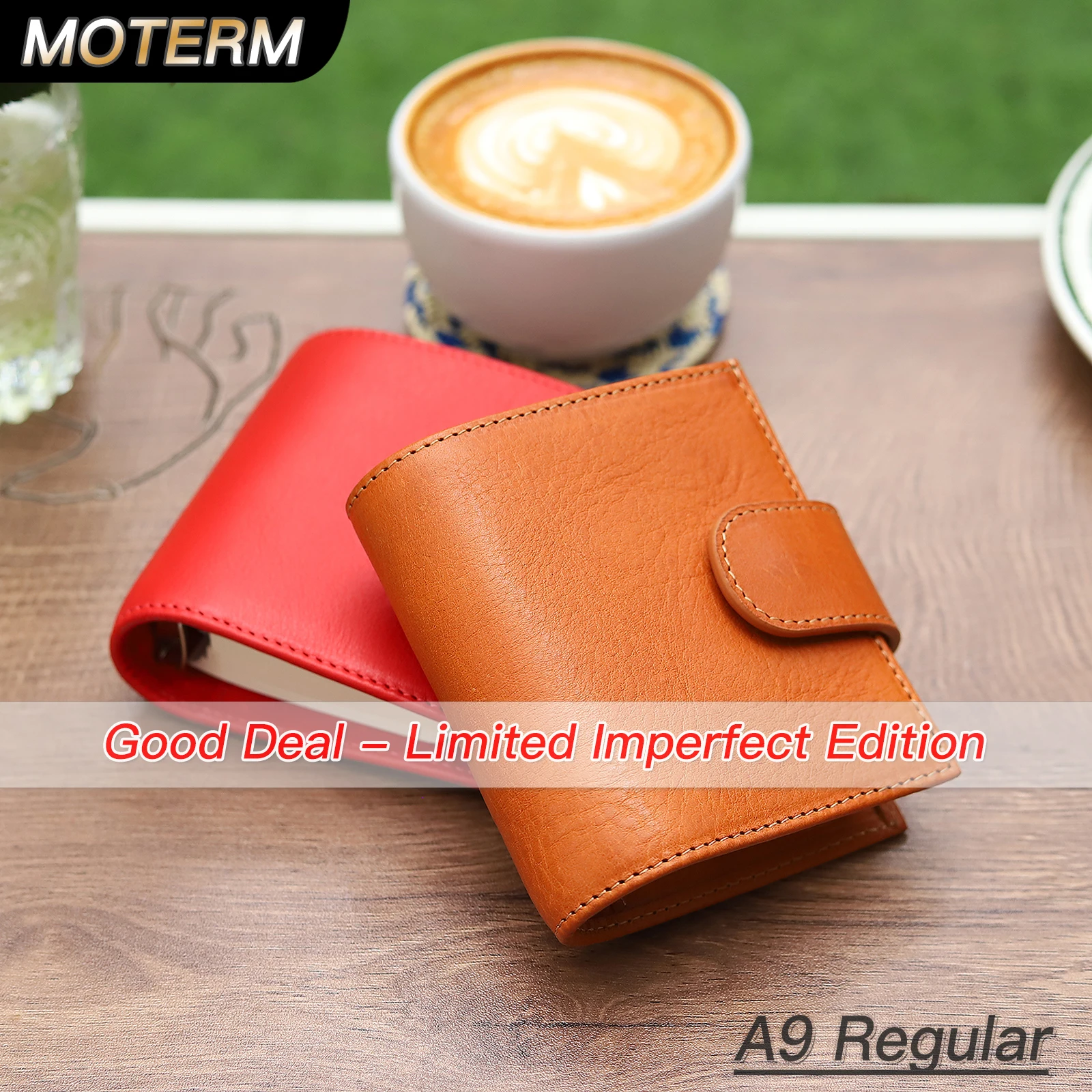 محدودة غير كاملة Moterm الحبوب الكاملة الخضار تان الجلود العادية A9 حجم خواتم مخطط 3 حفرة حلقة صغيرة دفتر مع 19 مللي متر حلقة مذكرات #1