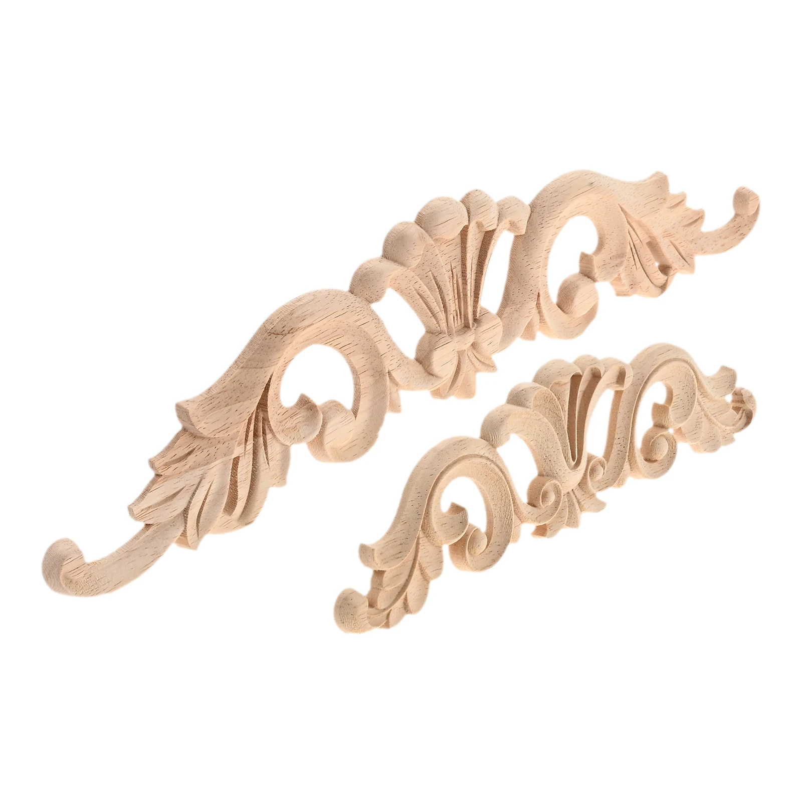 1pc  European Decorative Wood Appliques Unpainted Oak Carved Wave Flower Onlay Decal Corner Home Furniture Door