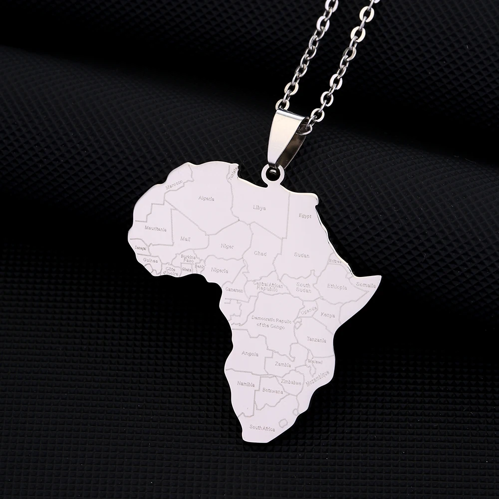 New Africa Map Country Name Pendant Necklaces for Women Men African Maps Jewelry Nigeria,Congo,Ghana,Sudan,Somalia