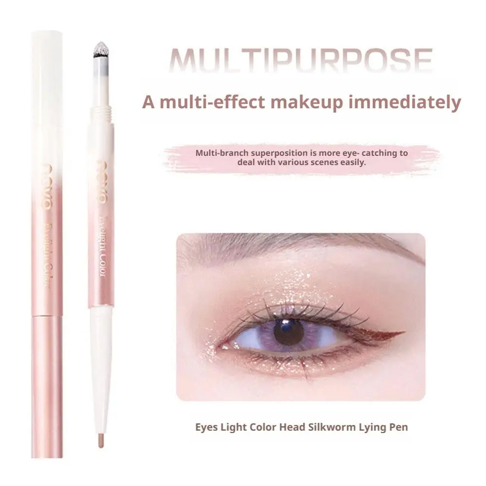 Dwugłowy pisak do efektu leżącego jedwabnika, oczy efektu leżącego jedwabnika, rozświetlacz do powiek, cienki puder, odporny na pot, długotrwały, intensywny kolor.