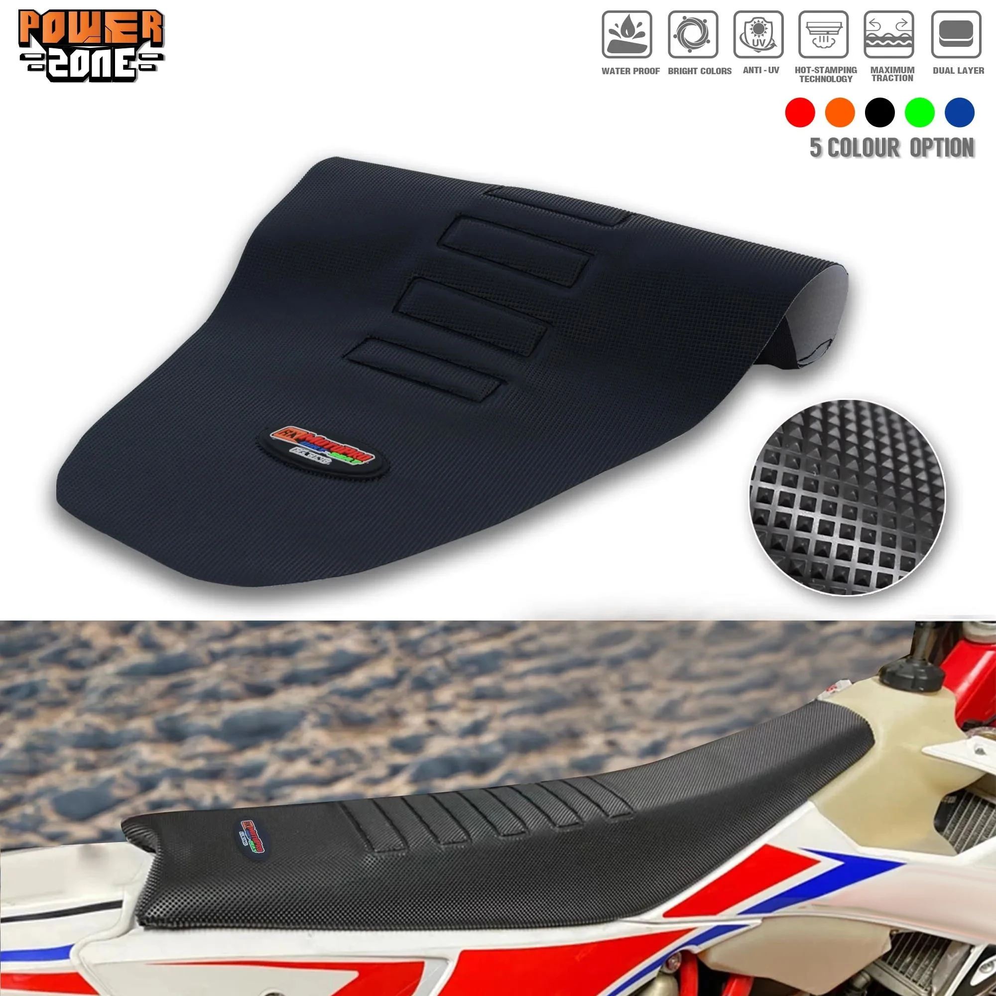 POWERZONE Motorcycle Seat Cover  Non-slip Gripper Soft Seat Cover 3D KXF CRF YZF WR TC FC SX SXF EXC 125 250 300 350 Seats Cover