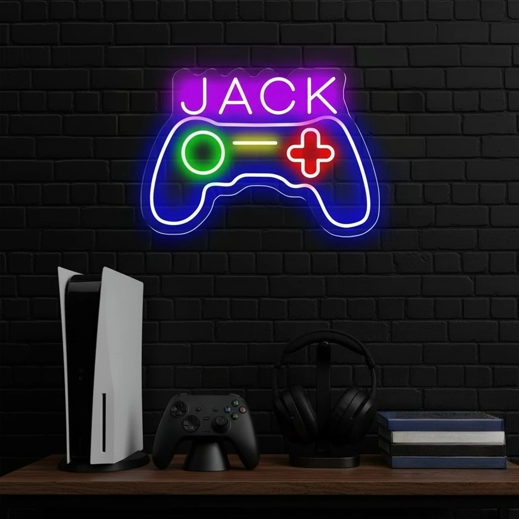カスタムゲームコントローラーネオンサイン、名前入り、USB電 - Smart Home Poster のレビューと価格