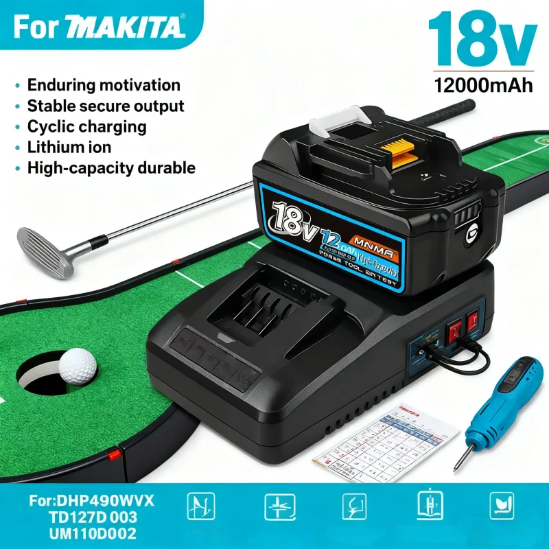 

12.0Ah 18V ⚡ Genuin Cycling charging Lithium-Ion for MAKITA Electric tool for DHP490WVX、TD127D003、UM110、UM110D002 & More