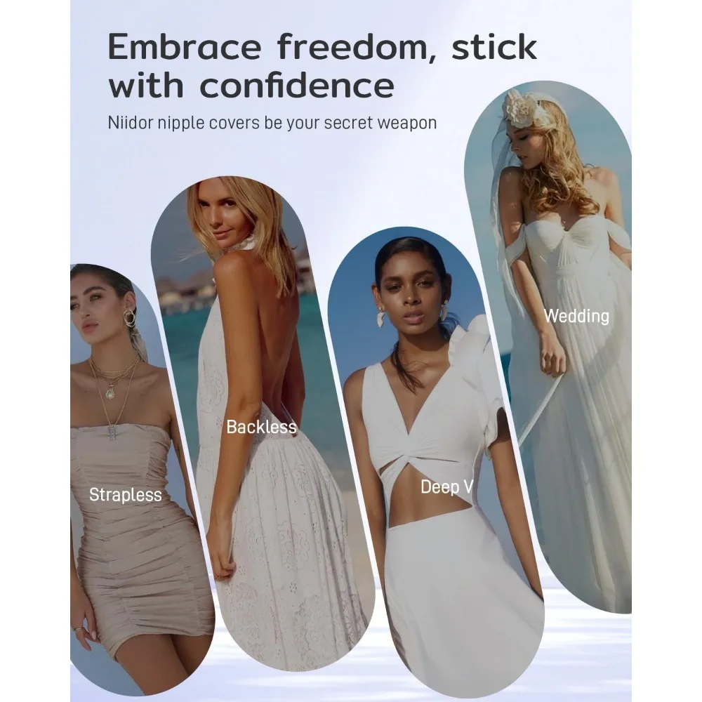 Przezroczyste nakładki na sutki Niidor dla kobiet, bezszwowe silikonowe plasterki na sutki, wielokrotnego użytku, ulepszone płatki na piersi 2025