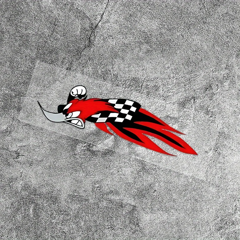 

1 шт., наклейка на мотоцикл с красной гоночной птицей, клетчатый узор и жестокий дизайн, наклейка для украшения авто мото