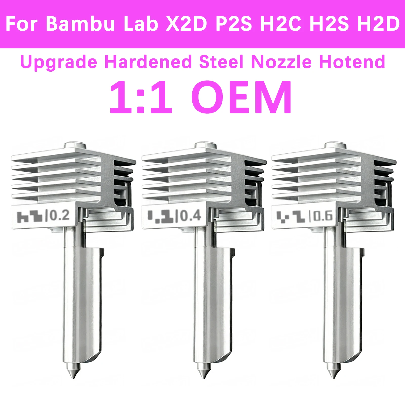 X2D P2S All-in-One Hotend-Kit für Bambu Lab H2C H2S H2D, gehärtete Stahldüse 0.2 0.4 0.6 0.8, gleiche Qualität wie Original, hohe Qualität.