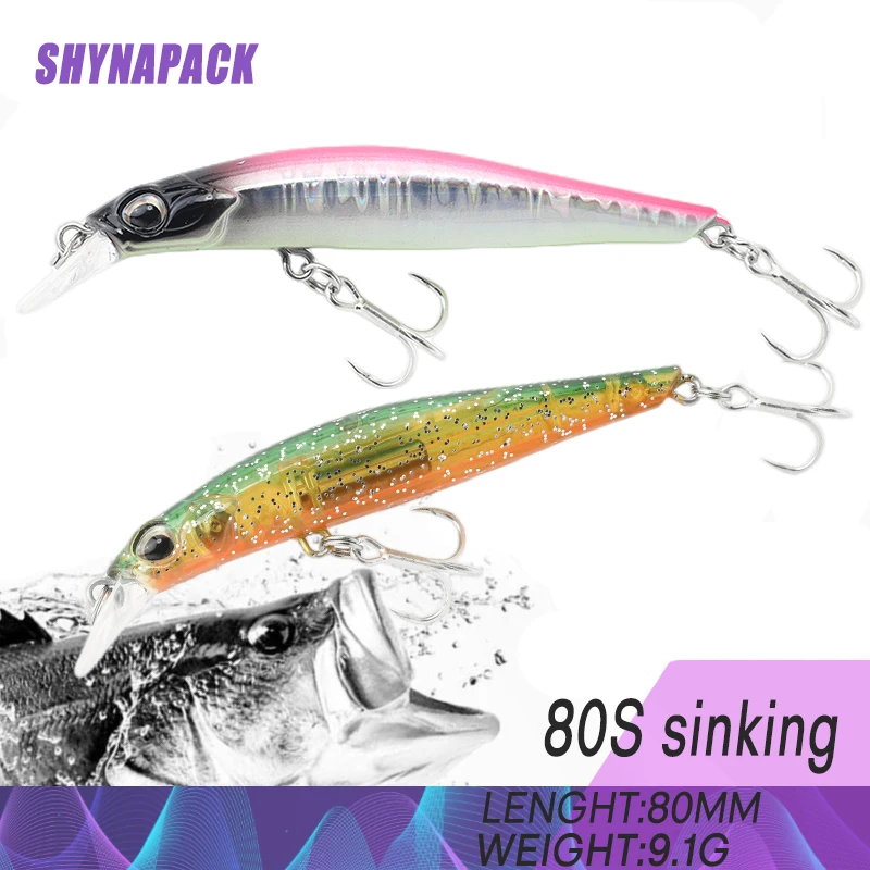 Shynapack 80S Sinking Minnow Saltwater Fishing Lure 80mm 9g Large Trout Pike Seabass River Lake Hard Baits Jerkbait