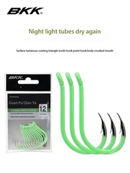 BKK Night Light, Fluorescent Fish Hook Crooked Ring Mouth  Barb, Deep-Sea Boat Fishing For Grouper Yellow Chicken