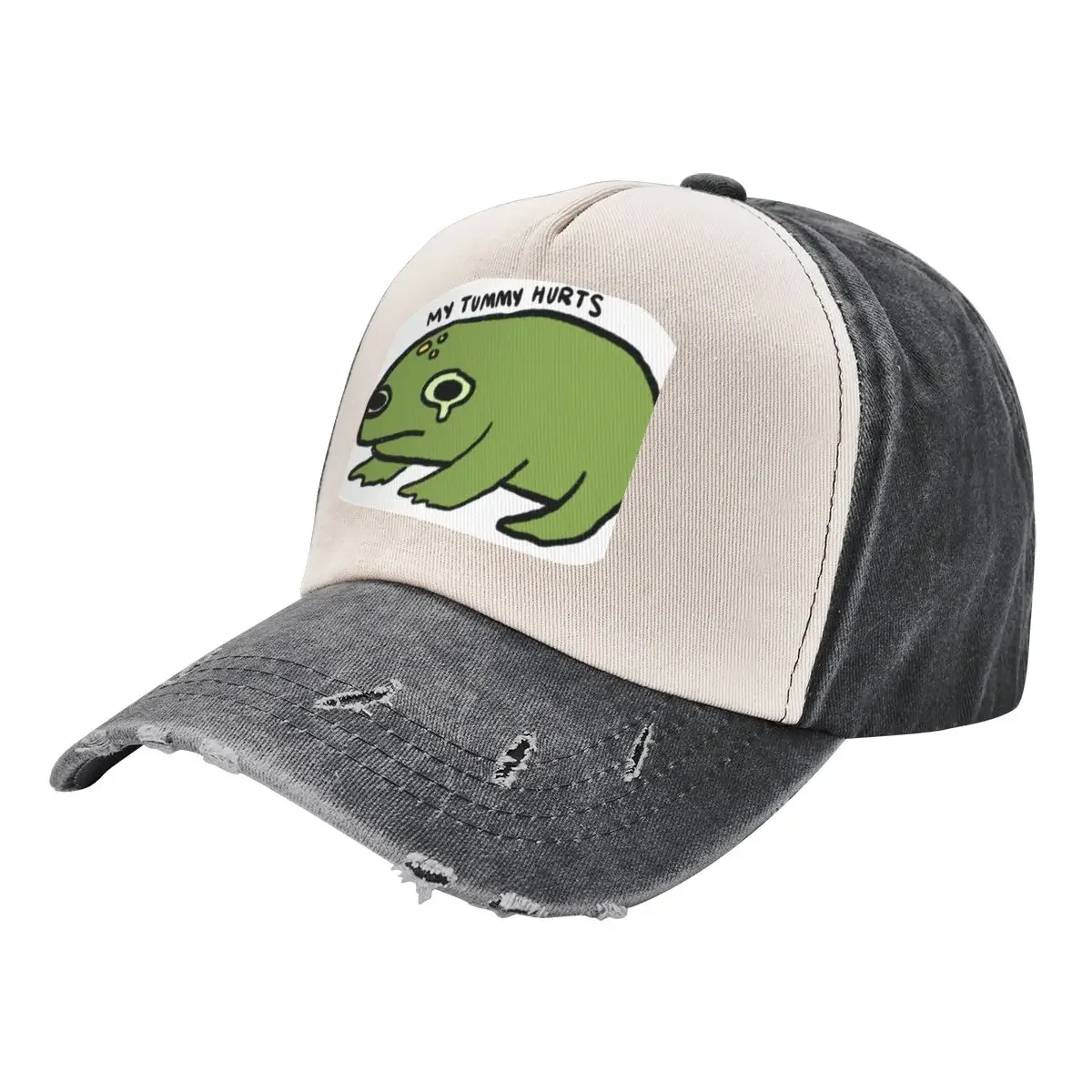 

my tummy hurts frog Baseball Cap Big Size Hat black tea Hat Baseball Men Women's