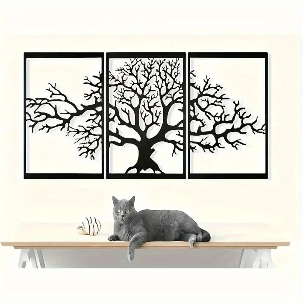 CIFBUY Tree of Life Metal Wall Art Set of 3 Rustic Handcrafted Home Decor Housewarming Gift Durable Iron Sculpture Plaque