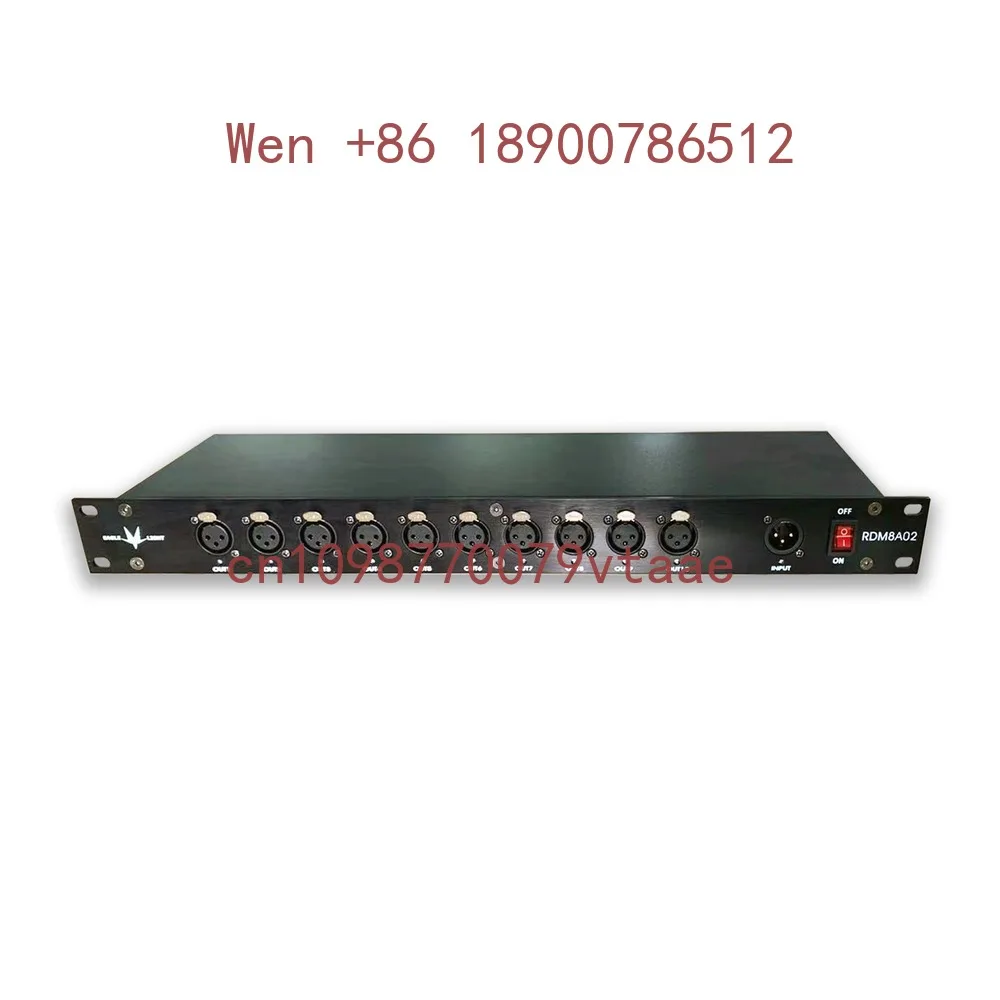 Pknight RDM8A02 Modular DMX512 Splitter 8CH Dual Mode 2x4 1x8 XLR3 XLR5 19 Inch 1U Rack LED 12V DC 6000W
