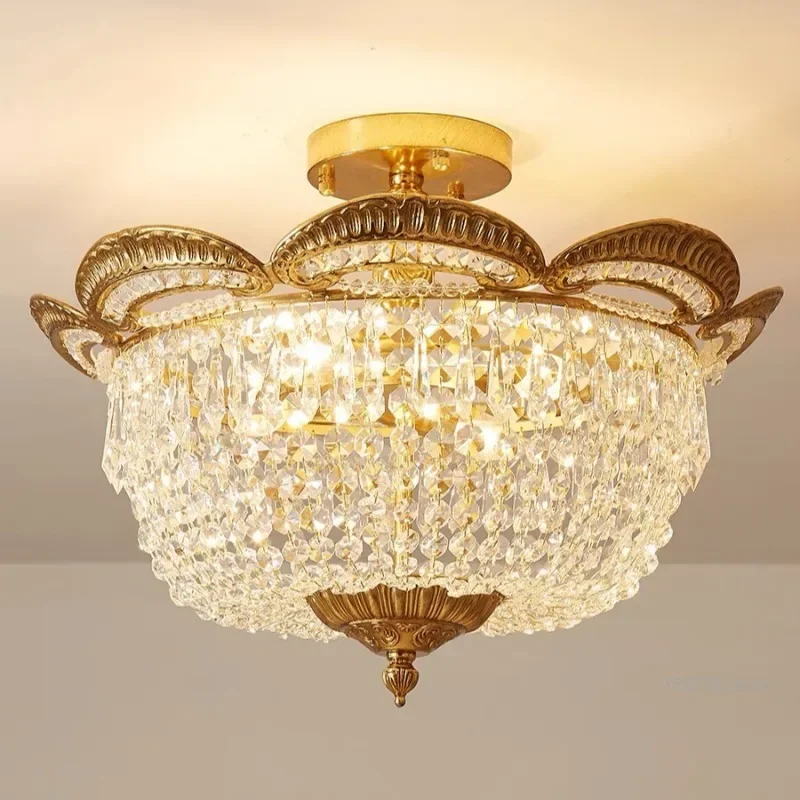 

GHJUYIOL French crystal ceiling light, European villa luxury retro bedroom light, study light, entrance hall ceiling light