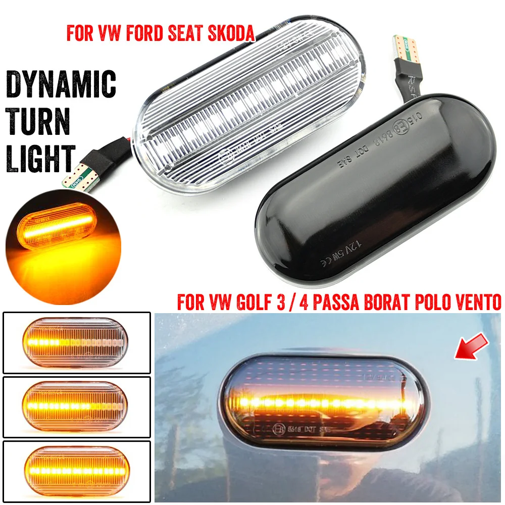 2PCS NOVAS Lâmpadas de Sinalização LED Dinâmicas para VW Bora Golf 3/4 Passat 3B Polo 6N Sharan Vento T5 SEAT Ibiza Luz de Sinalização Lateral