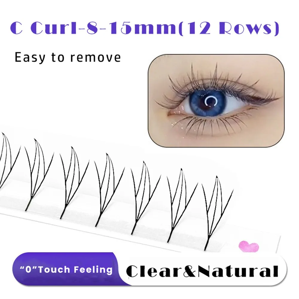 Kit ciglia a grappolo a 12 file Comic Spire C/D/CC Curl Estensioni ciglia visone Grappolo singolo Ciglia individuali Strumenti per il trucco degli occhi