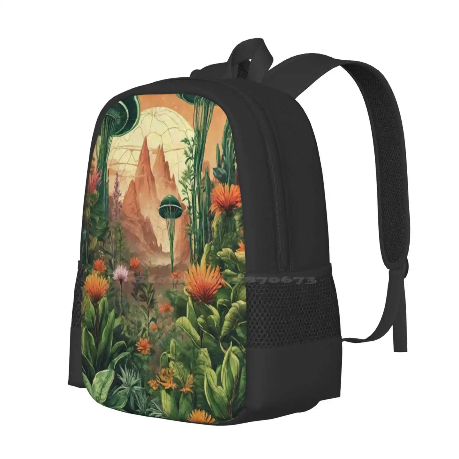 Terraformed Botanicals Hot Sale Schoolbag Backpack Fashion Bags Alien Terraform Botanicals Plants Ai Art Ai Generated Stable