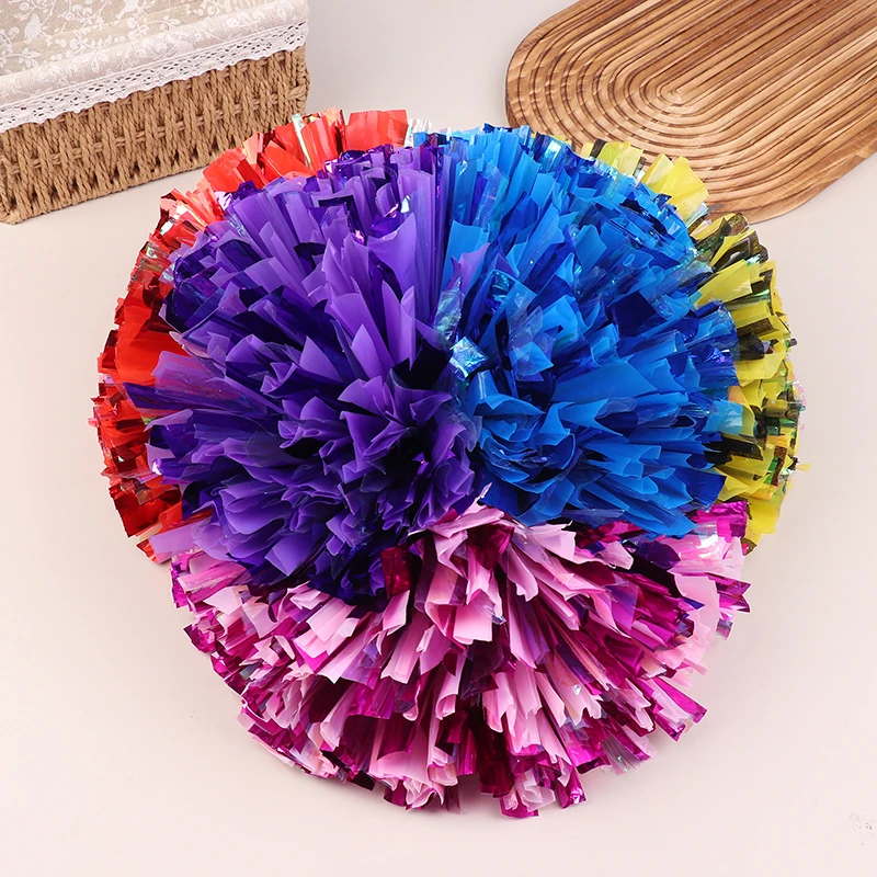 2Pcs Double Hole Finger Ring/ Handle Style Cheerleader Pom Poms Cheer Balls Streamer Club Sport Dance Party Decorator Tools