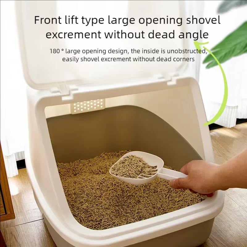 

Multi cat flip up cat litter box, super comprehensive, enclosed, deodorizing, splash proof, cat toilet, cat and pet cleaning pro
