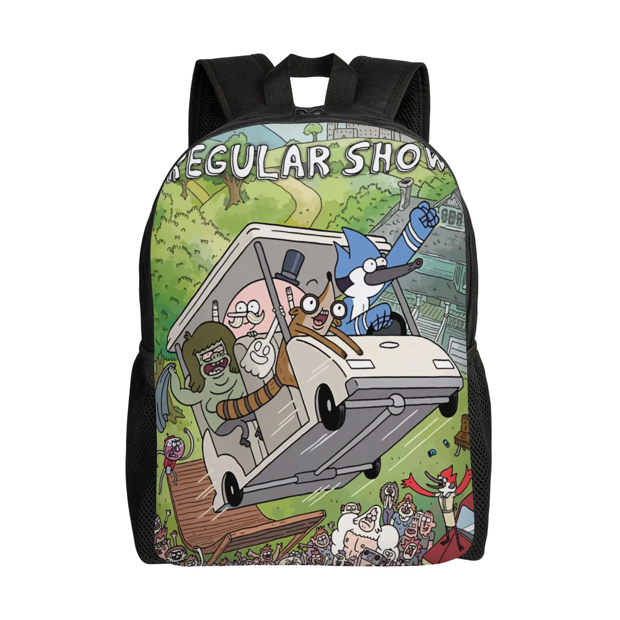 Рюкзак Mordecai And Rigby Regular Show: элегантный рюкзак для студентов, школьный рюкзак с принтом для активного отдыха, дизайнерский ранец.