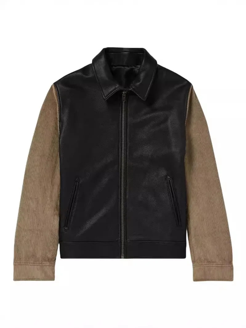 Autumn Men's PU splicing Jackets Fashion Men Stretwear Windbreaker Pilot Coats Men Sports Baseball Uniform Jacket Clothing