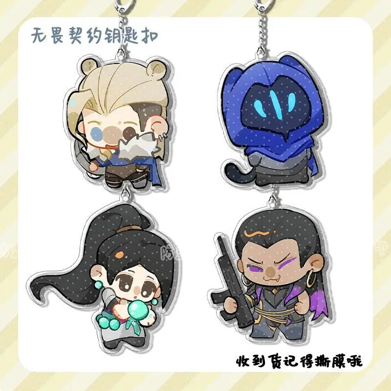 VALORANT Acrylic Keychain Sova Omen Reyna Sage Game Agent Shooting‑game Accessory Non‑fading Cartoon Graphic Automobile Keyring