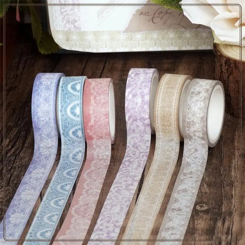 Набор лент васи с кружевными узорами, 12 рулонов, декоративная бумажная наклейка для планировщика, скрапбукинга, журнала, сделай сам, художественное ремесло-ABDQ