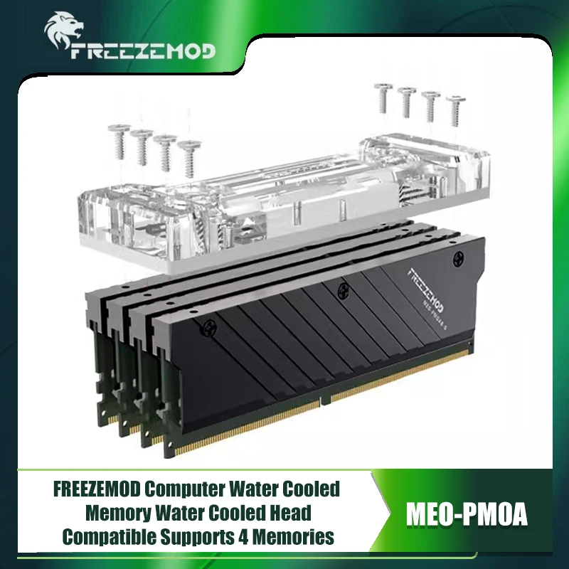 

FREEZEMOD Computer RAM Water Block, PC Memory Watercooler Supports 4 Memory Modules(Standard Wide Version) MEO-PM0A