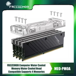 FREEZEMOD Computer RAM Water Block, PC Memory Watercooler Supports 4 Memory Modules(Standard Wide Version) MEO-PM0A