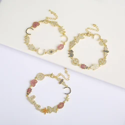 Hot Sale Shiny Zirconia Moon Lips Elephant Eyes Combo Charms Ladies Bracelet Luxury for Women Daily Party Jewelry Wedding Gift
