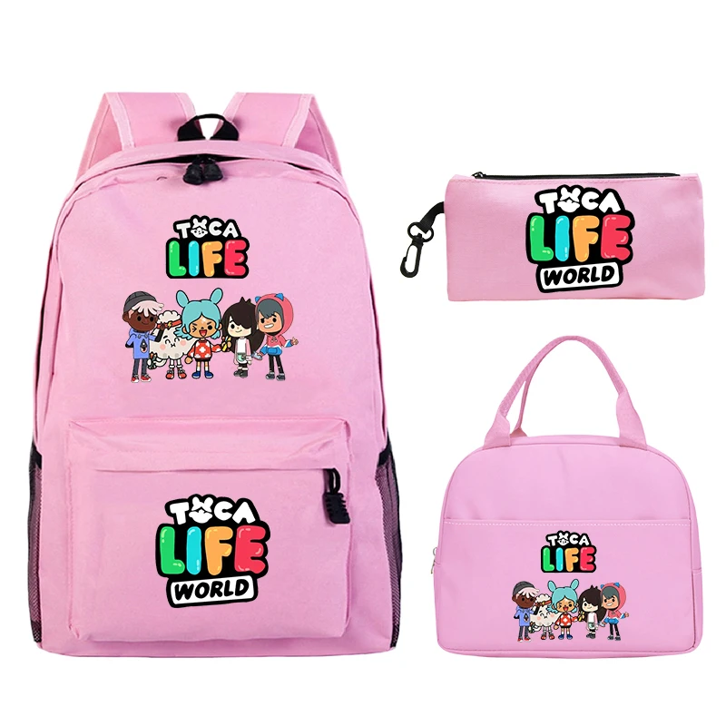 3pcs Set Toca Life World Backpack Students School Bags With Lunch Bag Pencil Case Boys Girls Daily Bookbag Back to School Gift