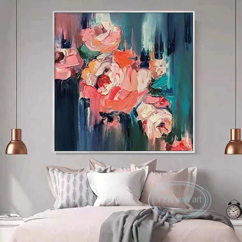

Abstract Flower Wall Art Canvas Painting 100% Handmade Texture Oil Painting Home Aesthetics Mural Living Room Bedroom Restaurant