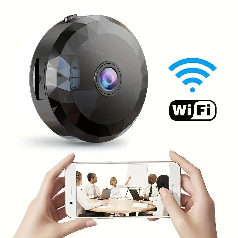 Mini home wireless surveillance camera USB charging remote access cloud storage memory card compatible with security system