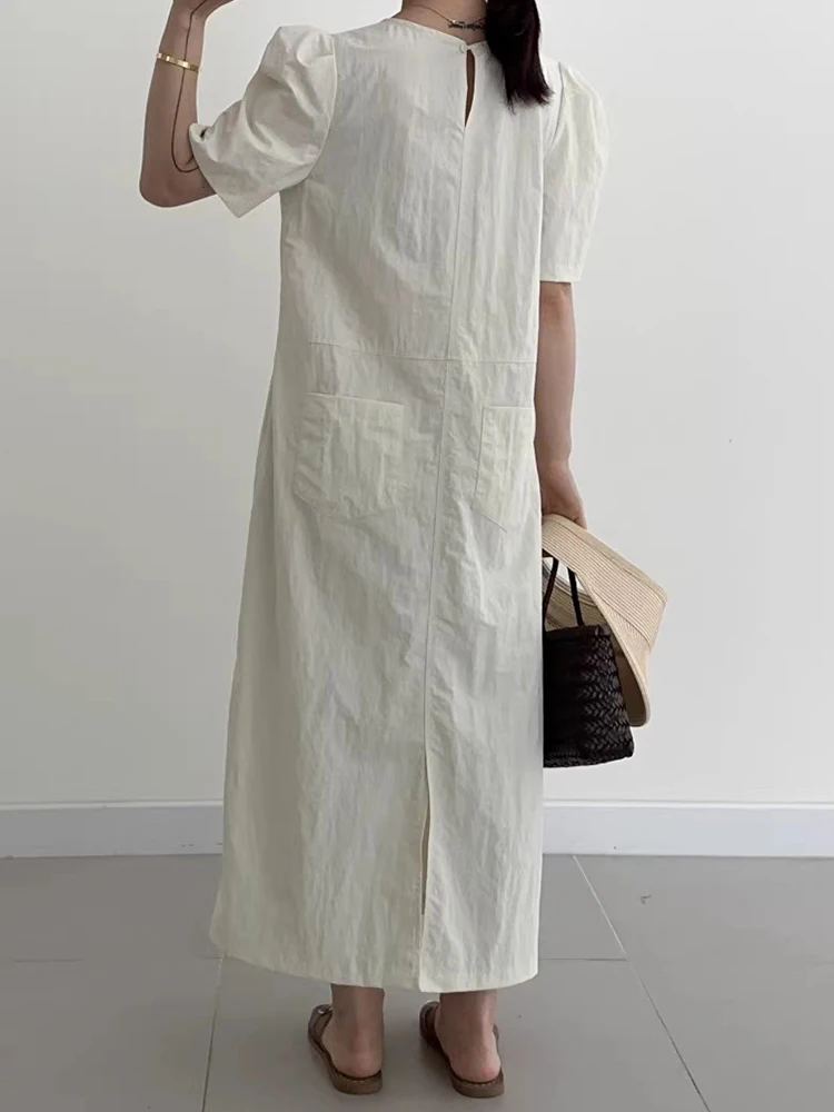 Elegancki letni luźny krój, swobodny styl, rozcięcie, długi rękaw, moda damska, koreański styl, luźna talia.