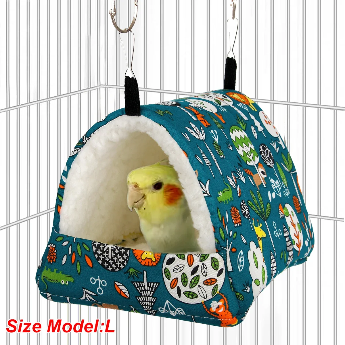 

1pc Cute Print Bird Bed Mini Cage Rabbit Squirrel Mat Guinea Pig Nest Hamster House Small Animal Sleeping Bed Pet Hanging Cage
