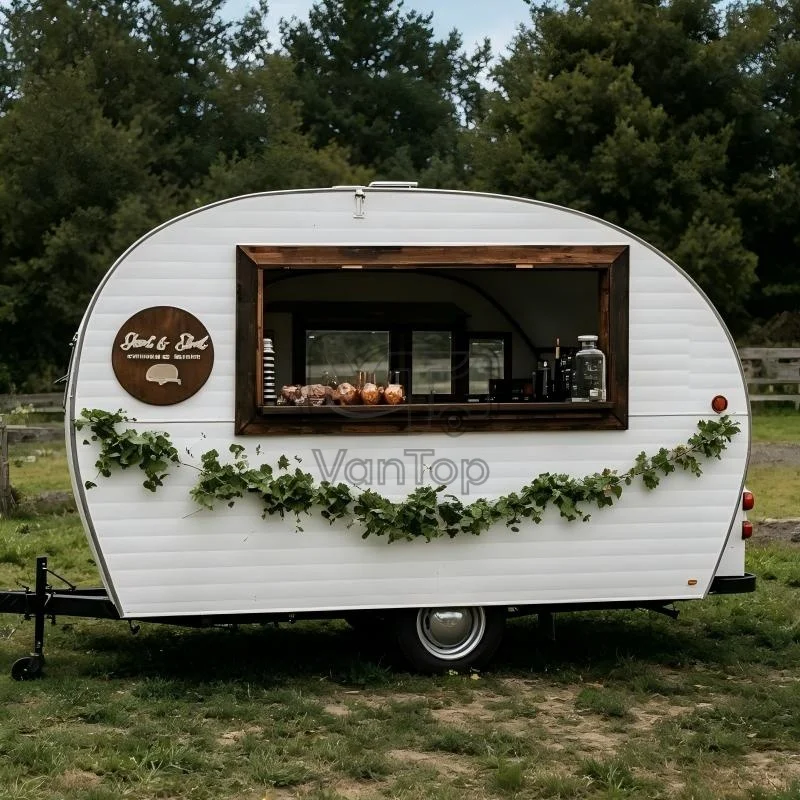 Custom Vintage Food Truck Trailer Mobile Kitchen Concession Trailer for Coffee Ice Cream BBQ Fast Food Business