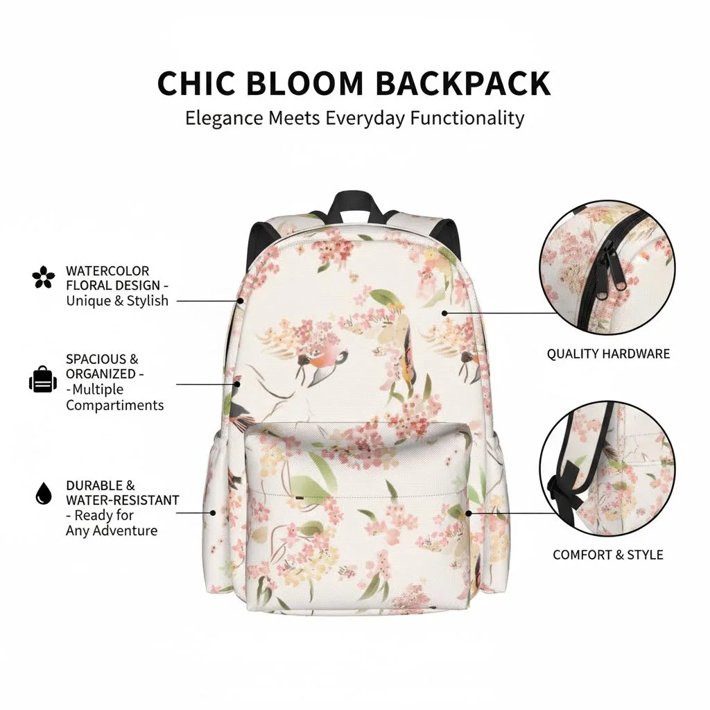 

Flowers Travel backpack,Student Backpack,Large capacity backpack,Back To School,Personalized Backpack,Spring outing backpack