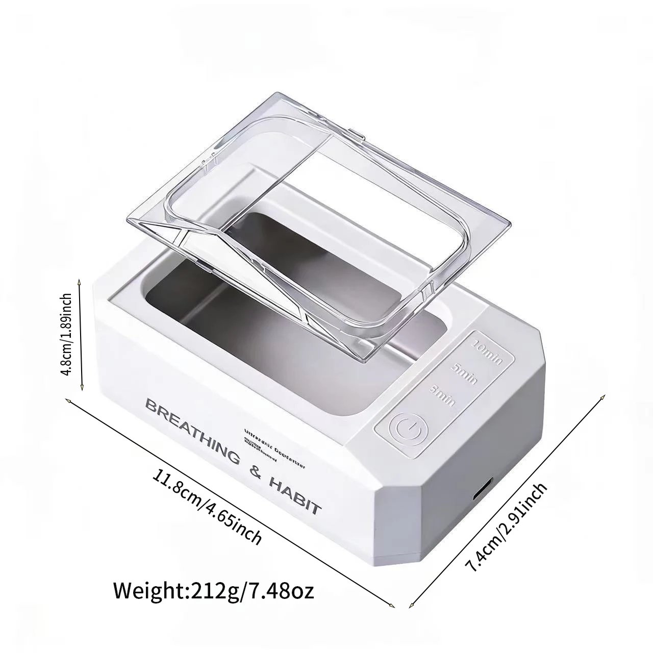 Portable Ultrasonic Cleaning Machine 45KHZ Multi-Purpose for Breathing Necklace Essential Oil Watch Jewelry Deep Cleaning