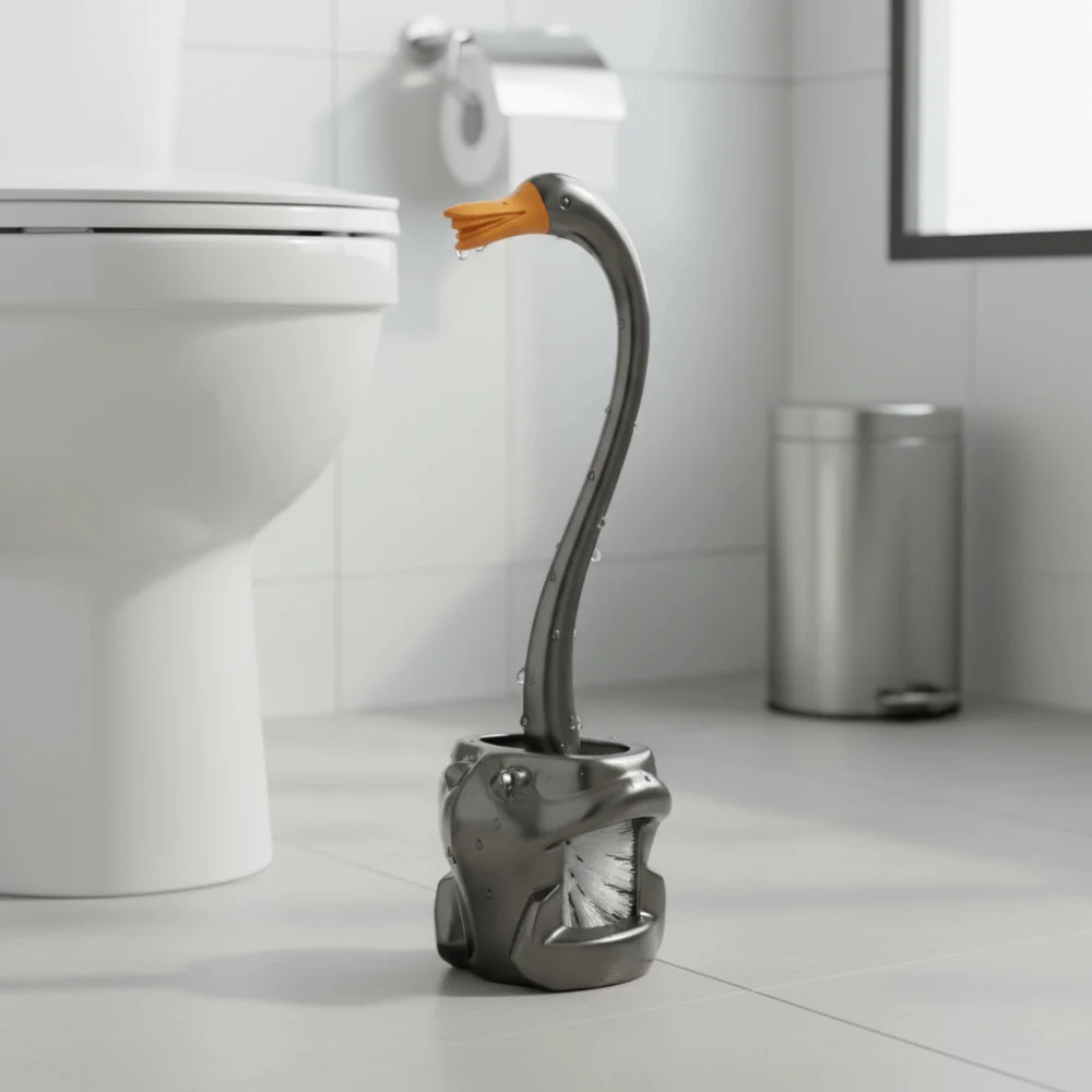 

Щетка для унитаза с длинной ручкой, дизайн «Лебедь», черная, для чистки ванной комнаты, в форме животного, из гигиеничных материалов, для унитаза