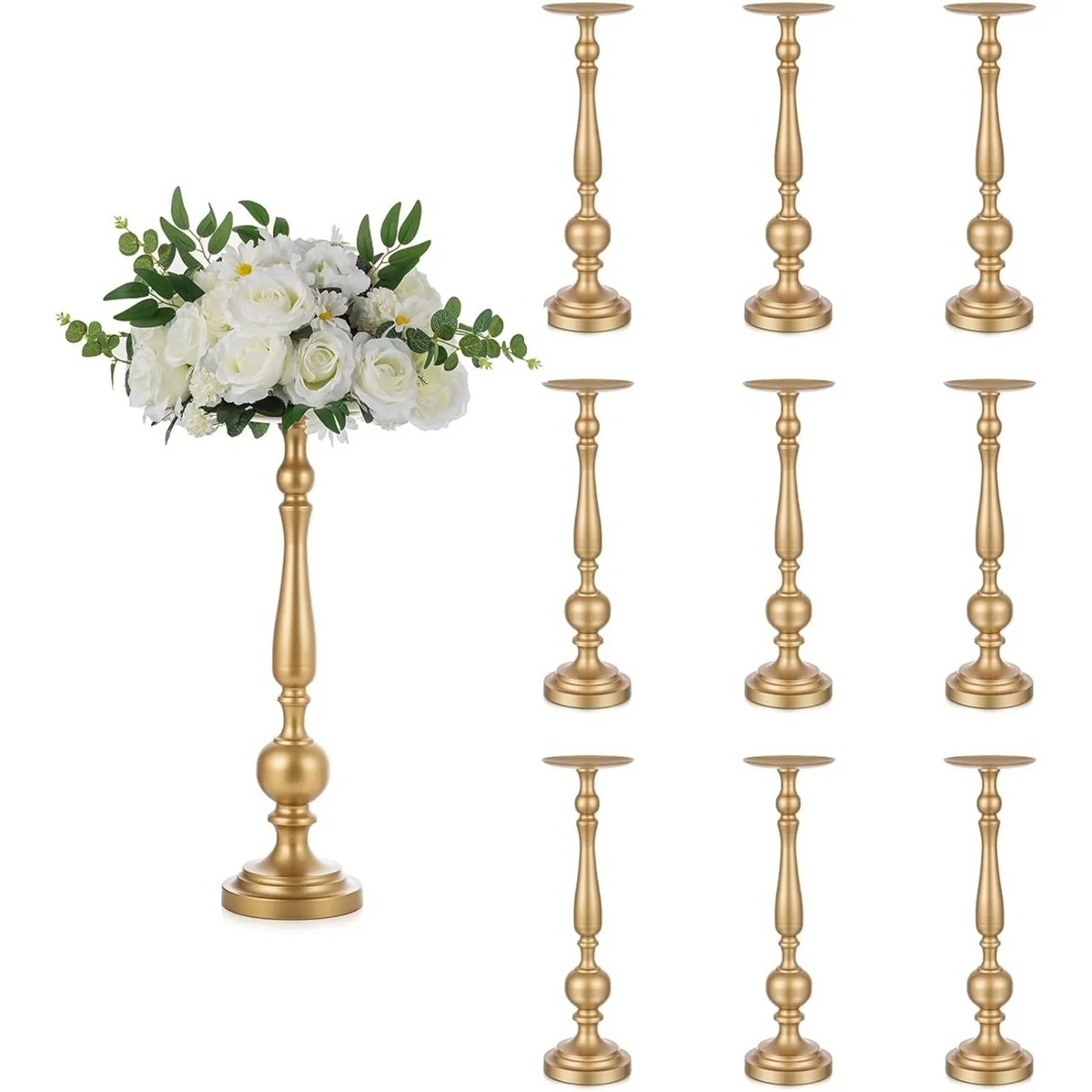 

Flower Stands for Wedding Centerpieces - 24in Gold Floor Candle Holders for Pillars Metal Candle Stand for Flower