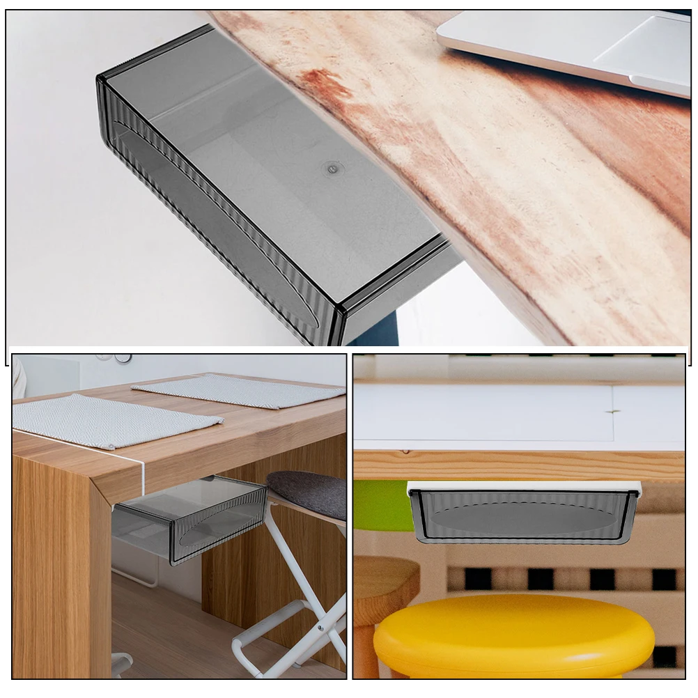 

Adhesive Under Desk Drawer Hidden Storage Box For Office Supplies Desktop Organizer Large Capacity Under Table Drawer Box Hidden