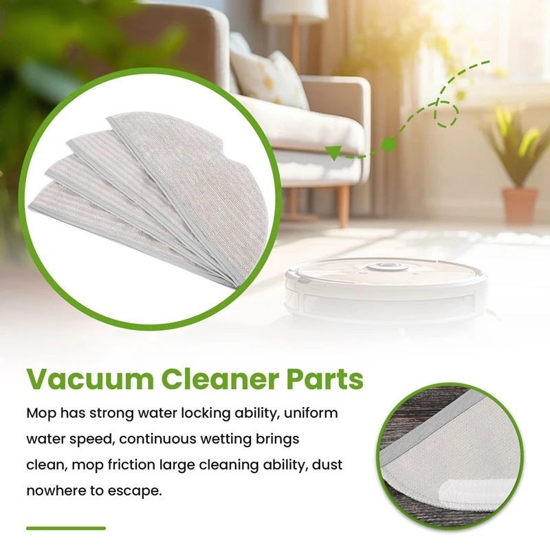 Mop pad 4 pacote pano de microfibra mop para roborock s6 s6 puro s6 maxv s5 max s5 robô aspirador mop substituição