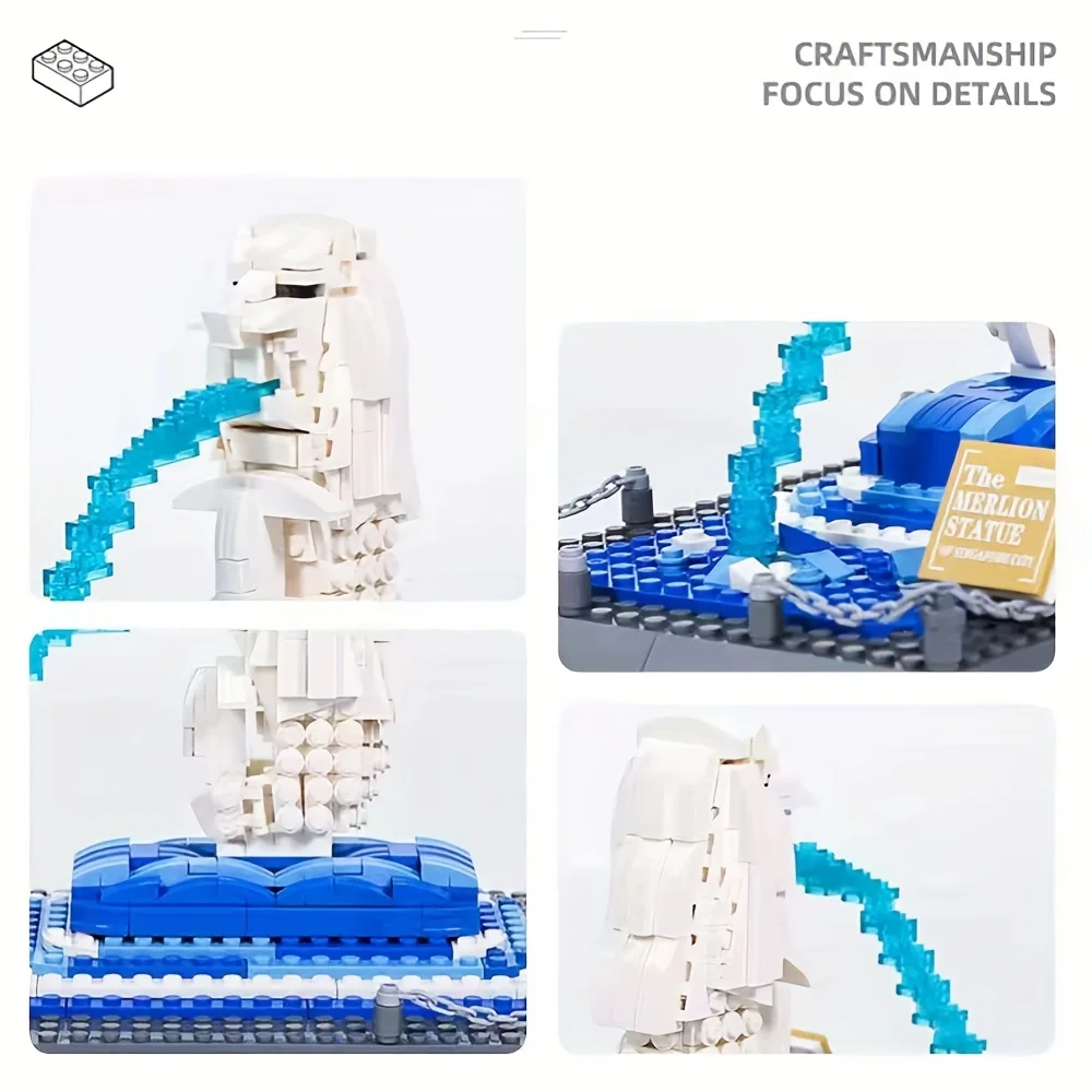 503pcs The Merlion Statye Singapore Model Building Blocks Architectural Room Decoration Perfect Christmas Birthday Gift