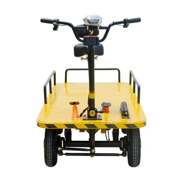 Electric heavy duty platform trolley flatbed cargo cart transfer wagon for workshop market luggage trolley