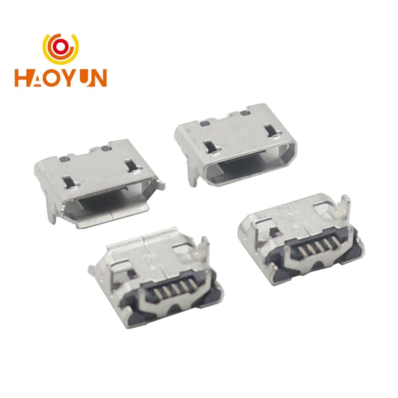 【50-20PCS】Mike Horn seat MICRO USB 5P 5 pin 4 pin socket USB female seat 4.85-7.2 roll edge with post