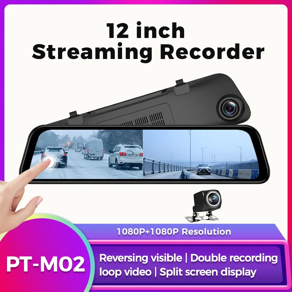 

10/12inch Car Rearview Mirror Dashcam Front and Rear Dual Dash Camera FHD 1080P Real Time Cam Video Streaming Recorder Av-in DVR