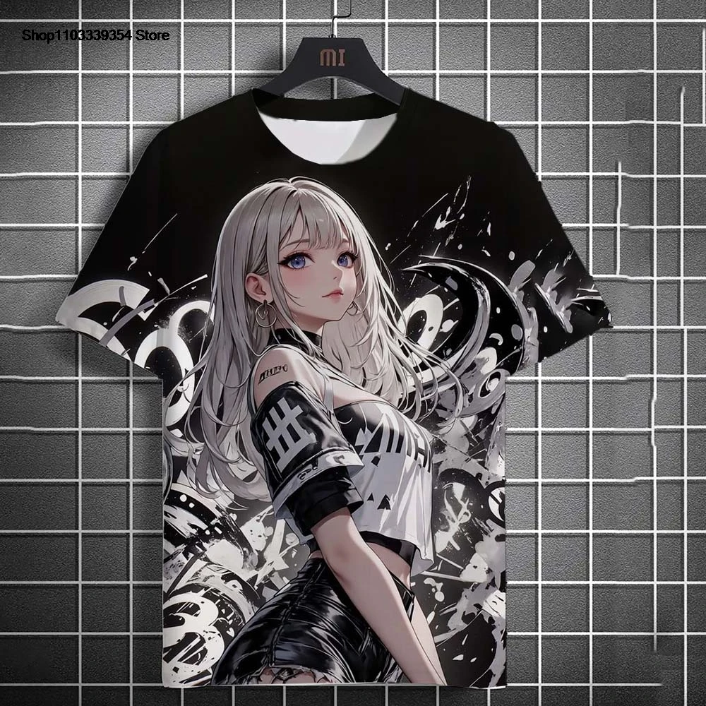 

Cartoon Sexy Girl Pattern Men's T-Shirt 3d Printed Oversized T Shirts For Men Bad Girl Harajuku personality Short Sleeve Tops