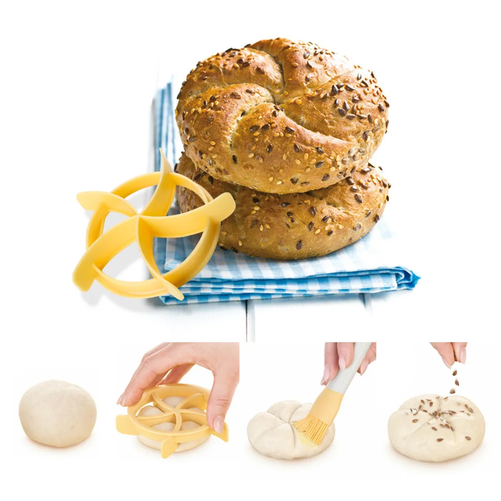 Kaiser Bread Roll Marker Stamp German Style Plastic Pastry Cutter Dough Cookie Press Reusable Baking Decorating Supplies