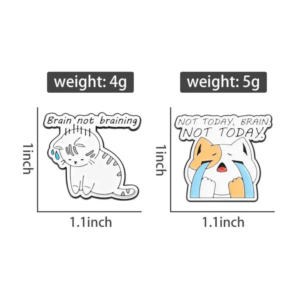 2pcs Abandoned Cat Enamel Brooch Self Deprecating and Stress Relieving Quotes From Migrant Workers Clothing Backpack Decoration